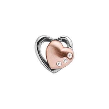 Christina Hearts 2-tone charm – rosaforgyldt sølv, 6 mm til Classic læderarmbånd